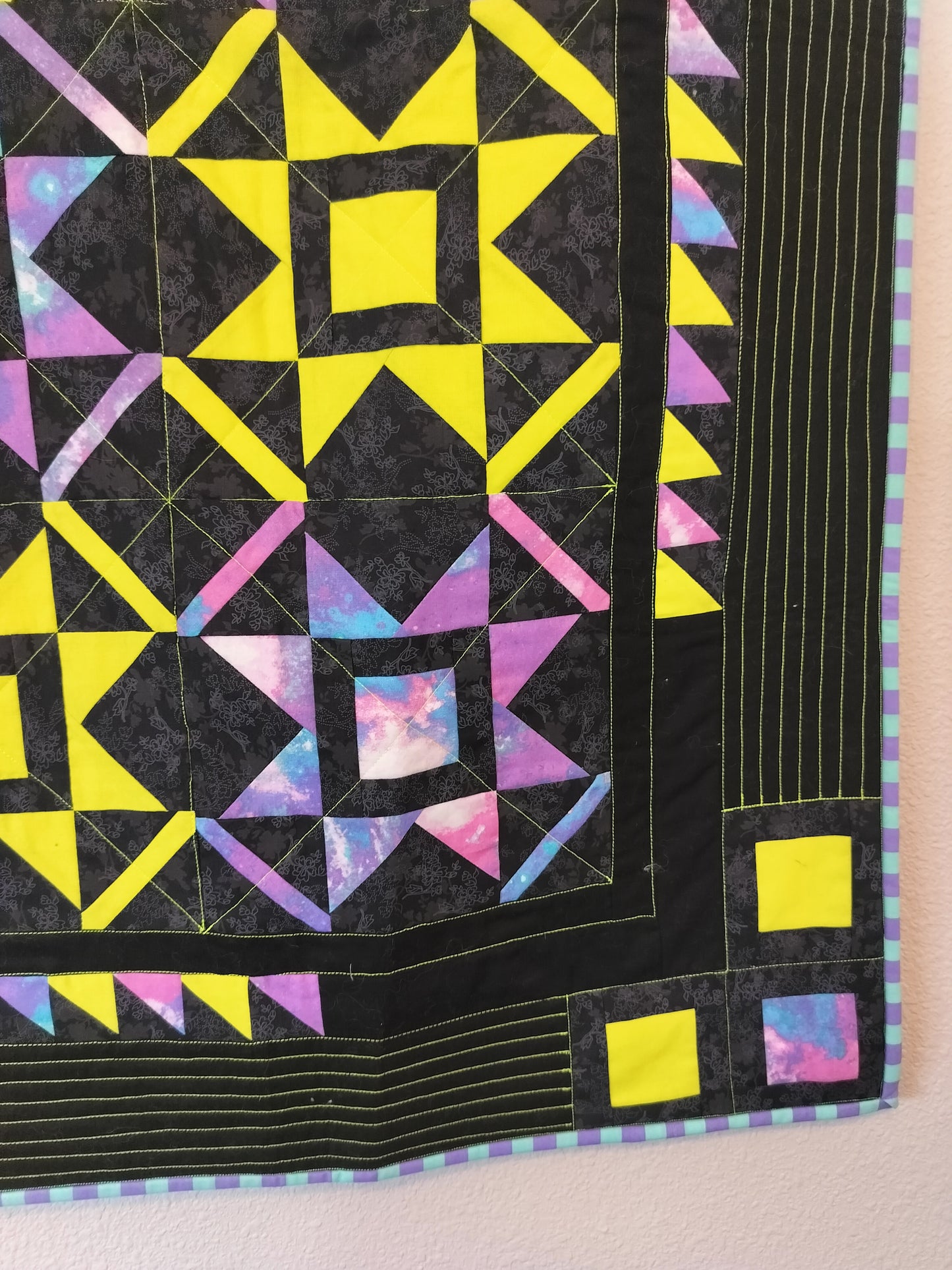 Black and Neon Galaxy Quilt