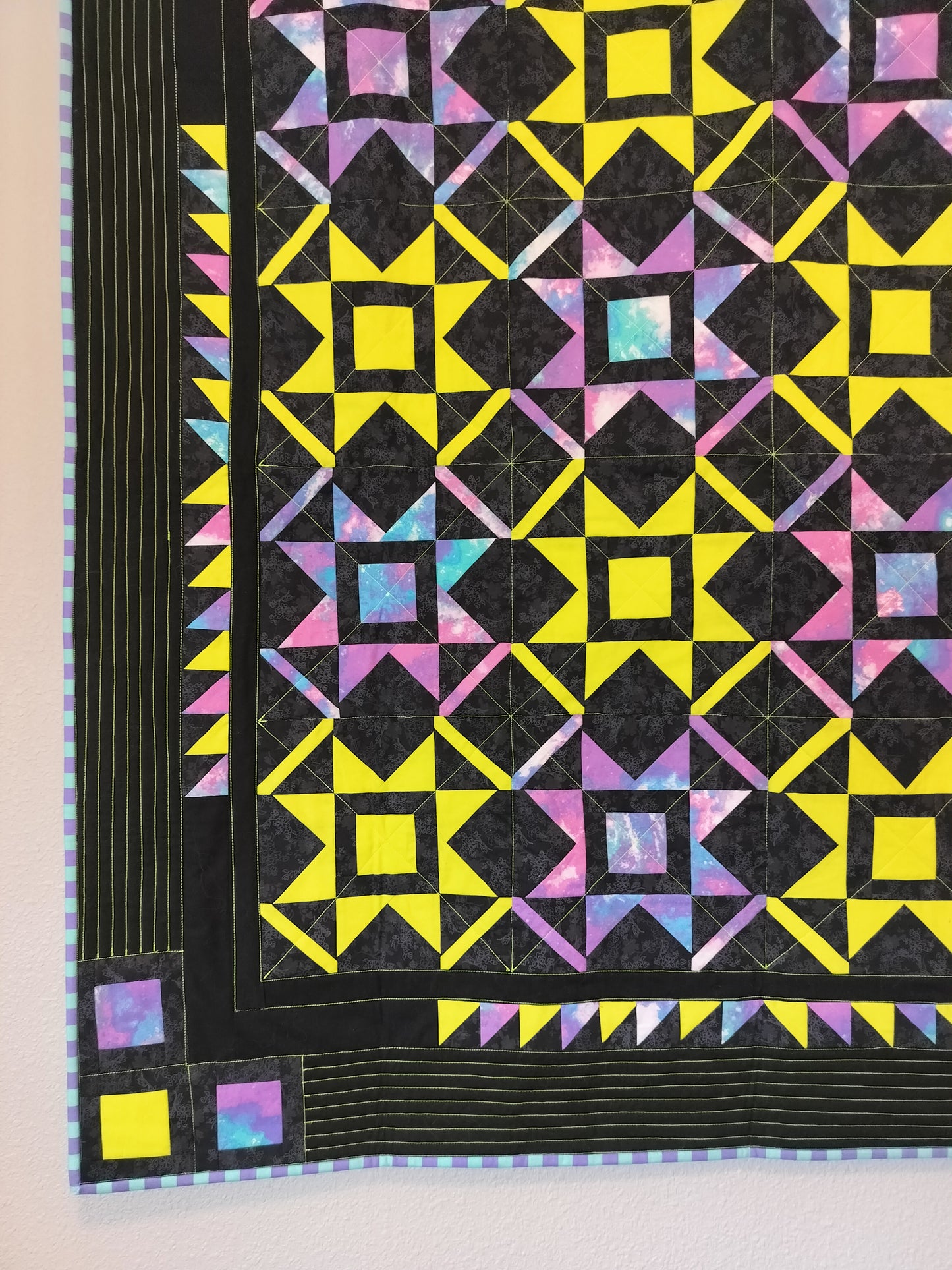 Black and Neon Galaxy Quilt