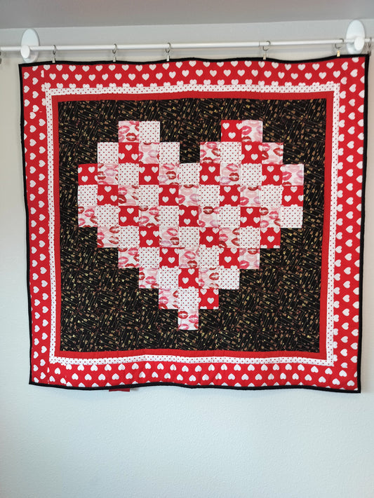 Pixel Valentines Heart Quilt