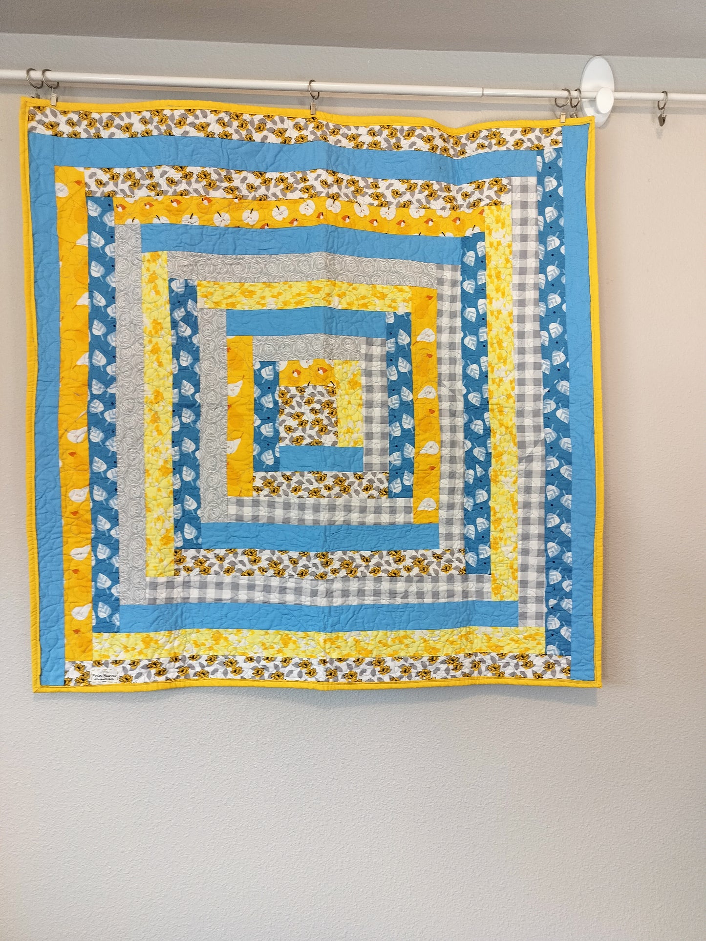 Blue & Yellow Log Cabin Quilt