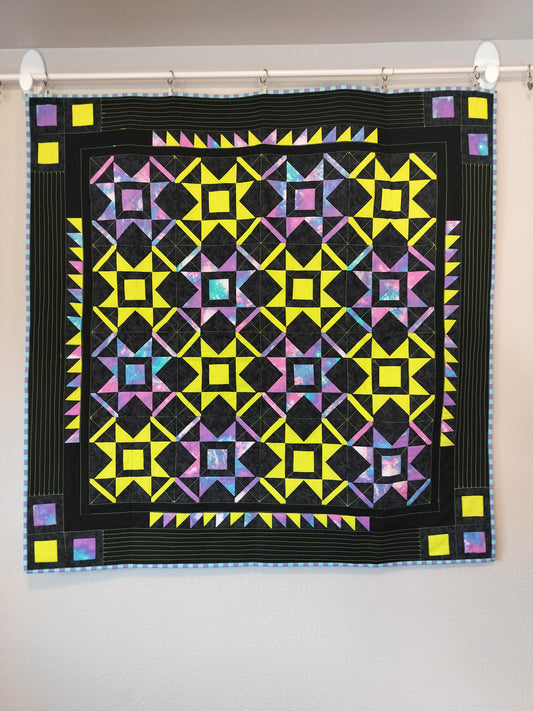 Black and Neon Galaxy Quilt