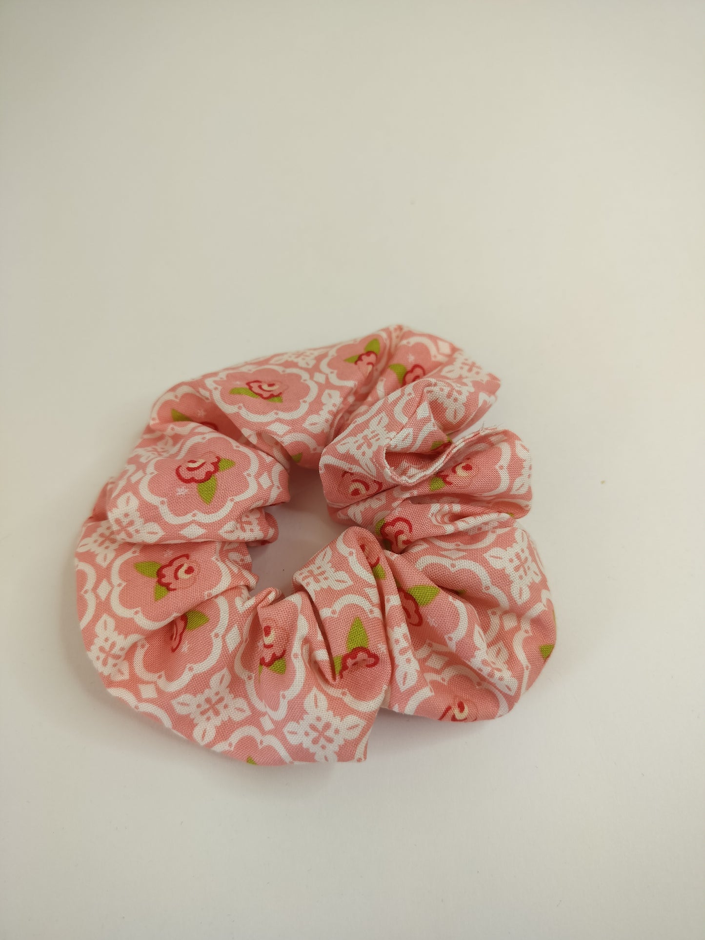 Pink Floral Scrunchie