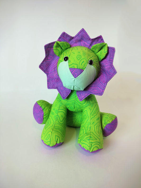 Purple and Green Lion Stuffed Animal