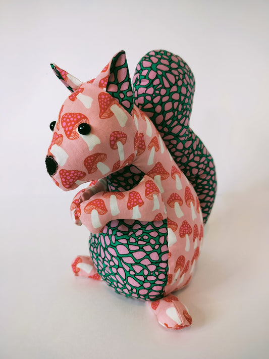 Pink Mushroom Squirrel Stuffed Animal