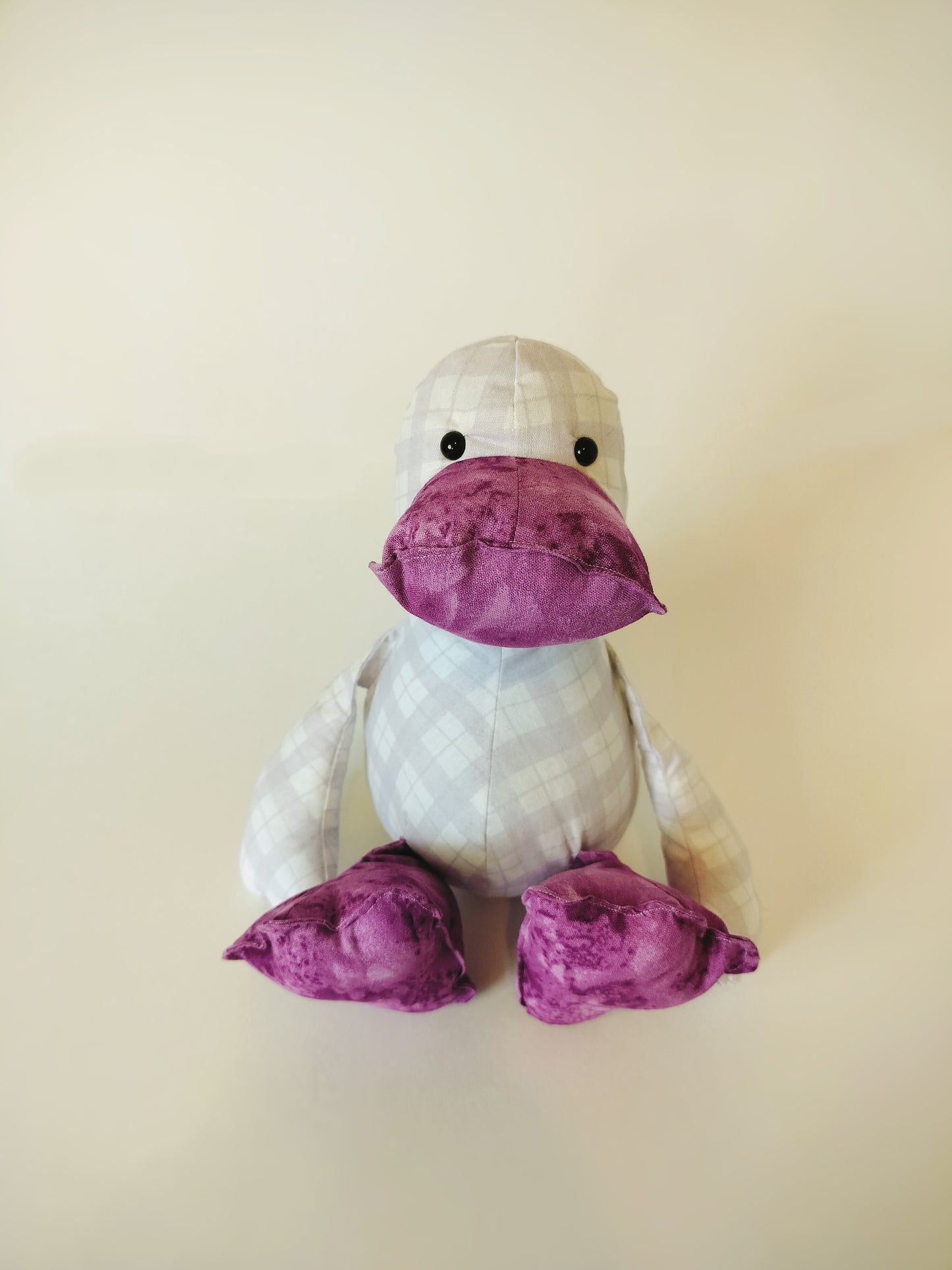 Pastel Plaid Duck Stuffed Animal